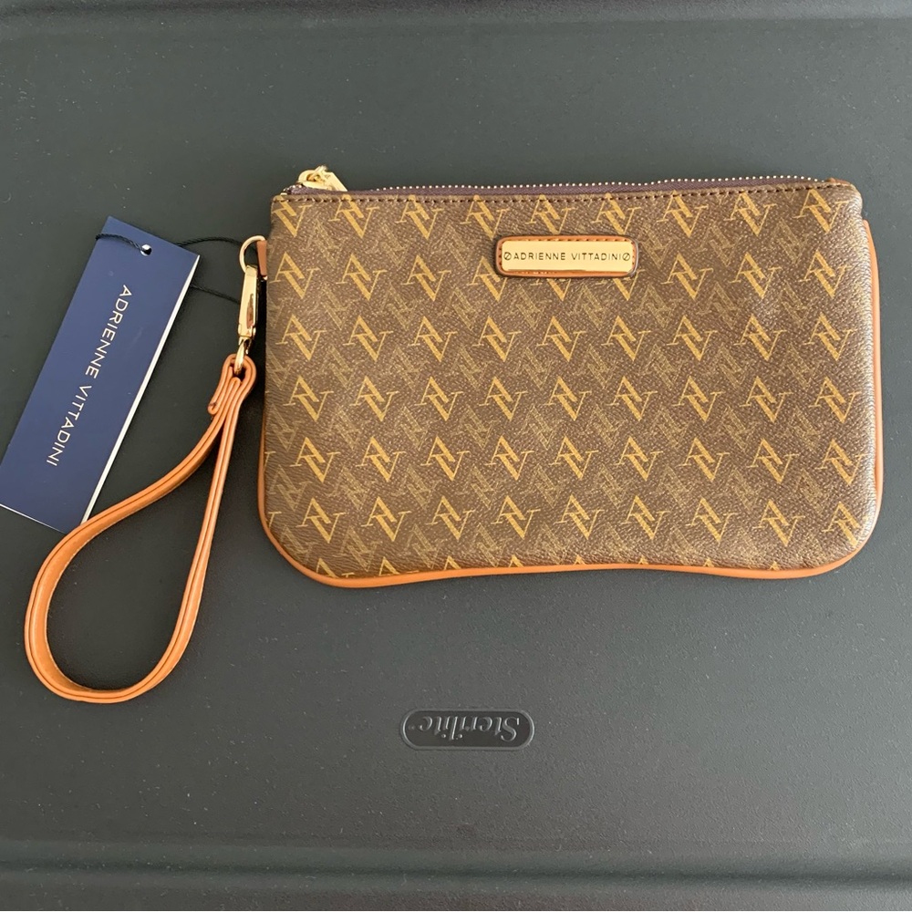 Adrienne Vittadini Signature Collection Chocolate and Gold Wristlet